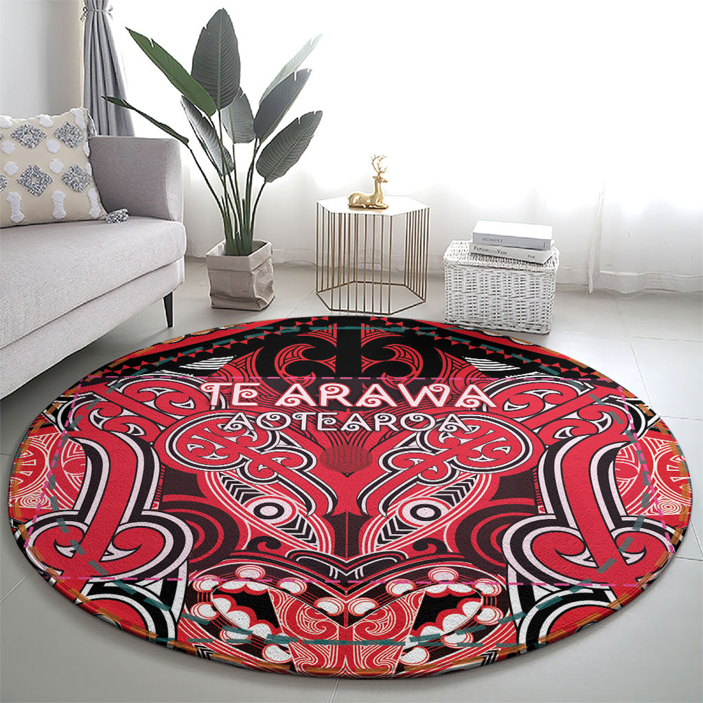 Aotearoa Iwi Te Arawa Round Carpet Maori Kowhaiwhai Pattern LT19 - Polynesian Pride