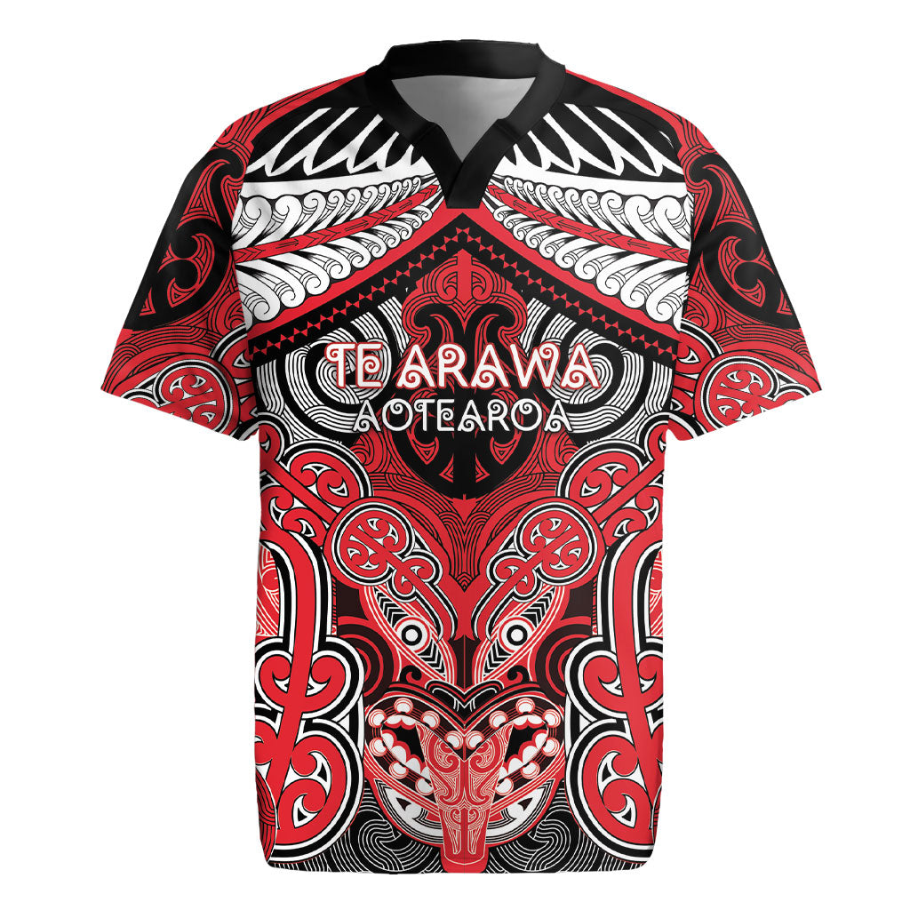 Aotearoa Iwi Te Arawa Personalised Rugby Jersey Maori Kowhaiwhai Pattern LT19 Red - Polynesian Pride