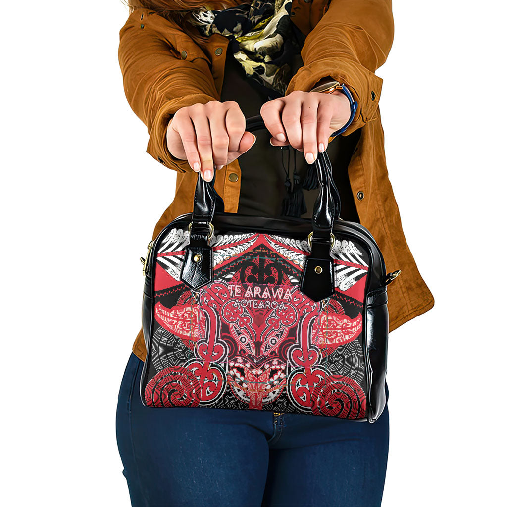 Aotearoa Iwi Te Arawa Shoulder Handbag Maori Kowhaiwhai Pattern LT19 One Size Red - Polynesian Pride