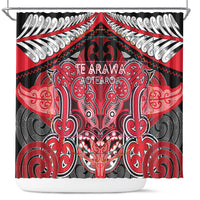 Aotearoa Iwi Te Arawa Shower Curtain Maori Kowhaiwhai Pattern LT19 Red - Polynesian Pride