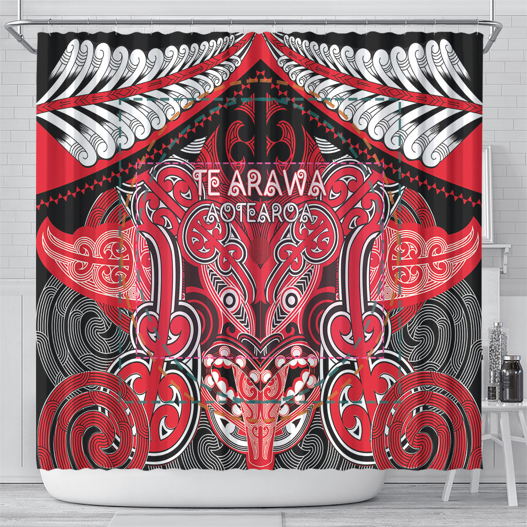 Aotearoa Iwi Te Arawa Shower Curtain Maori Kowhaiwhai Pattern LT19 - Polynesian Pride
