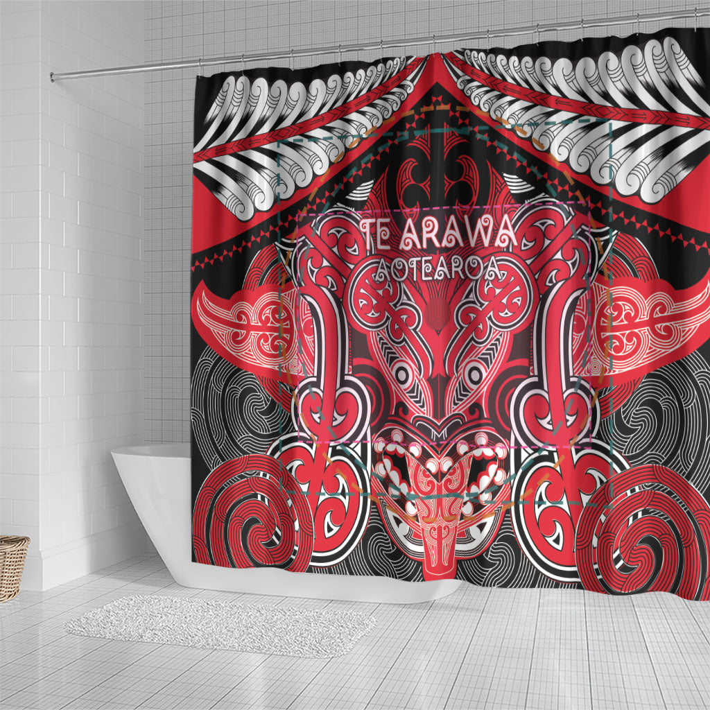 Aotearoa Iwi Te Arawa Shower Curtain Maori Kowhaiwhai Pattern LT19 - Polynesian Pride