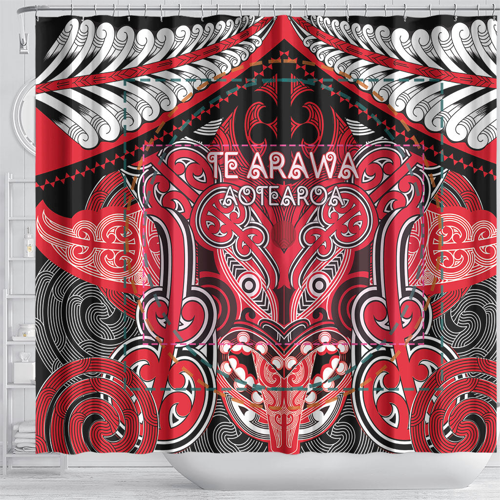 Aotearoa Iwi Te Arawa Shower Curtain Maori Kowhaiwhai Pattern LT19 - Polynesian Pride
