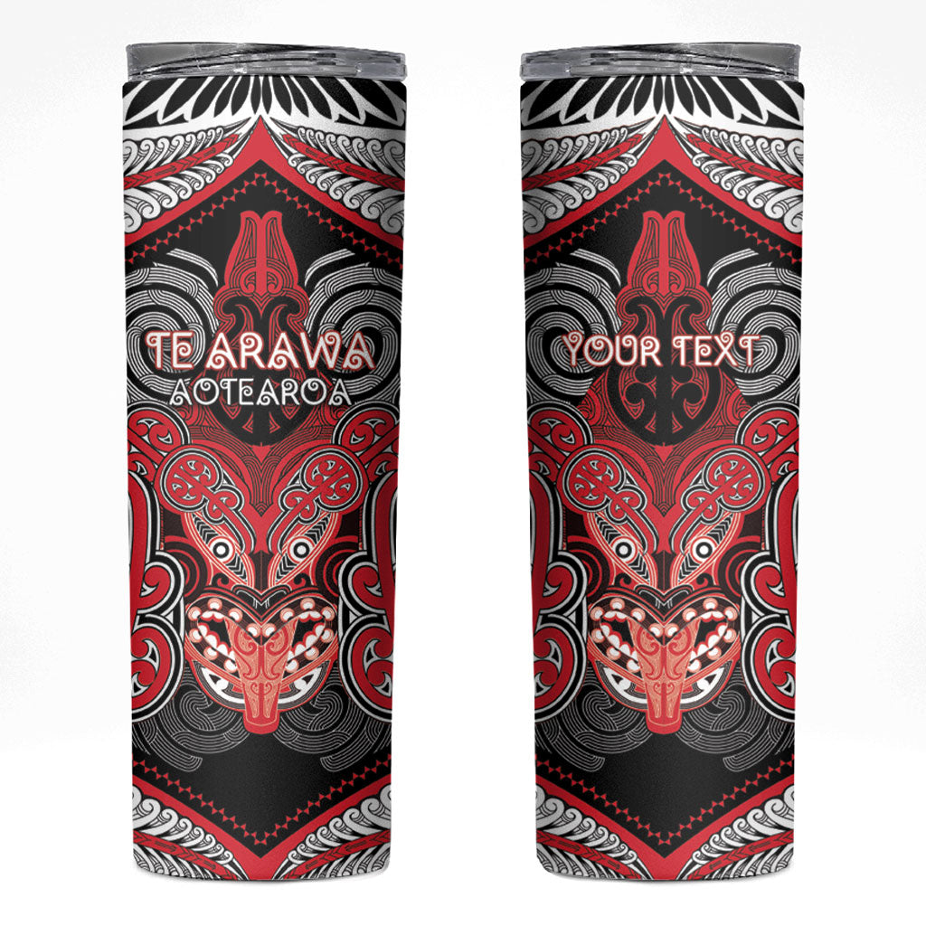 Aotearoa Iwi Te Arawa Personalised Skinny Tumbler Maori Kowhaiwhai Pattern LT19 Red - Polynesian Pride
