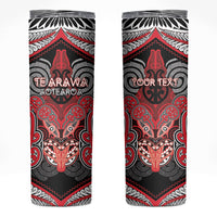 Aotearoa Iwi Te Arawa Personalised Skinny Tumbler Maori Kowhaiwhai Pattern LT19 Red - Polynesian Pride
