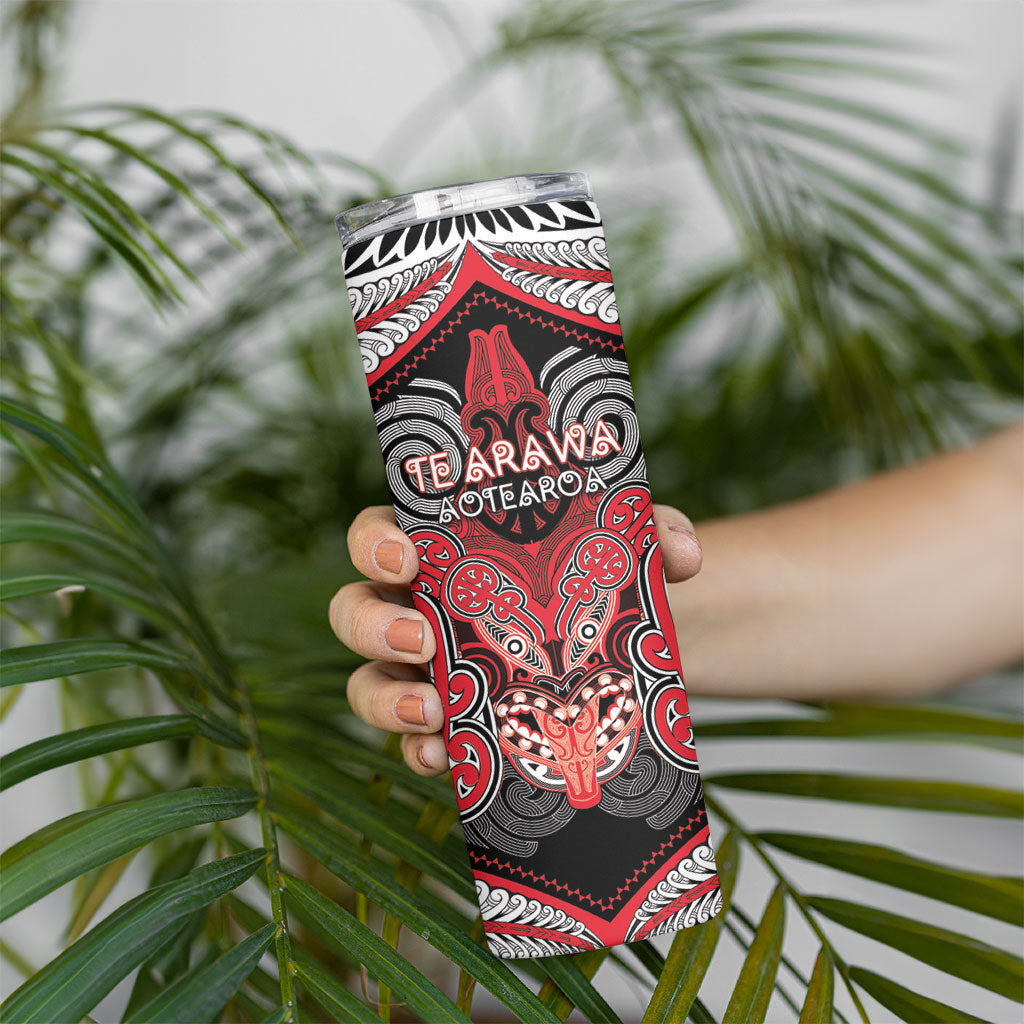 Aotearoa Iwi Te Arawa Personalised Skinny Tumbler Maori Kowhaiwhai Pattern LT19 - Polynesian Pride