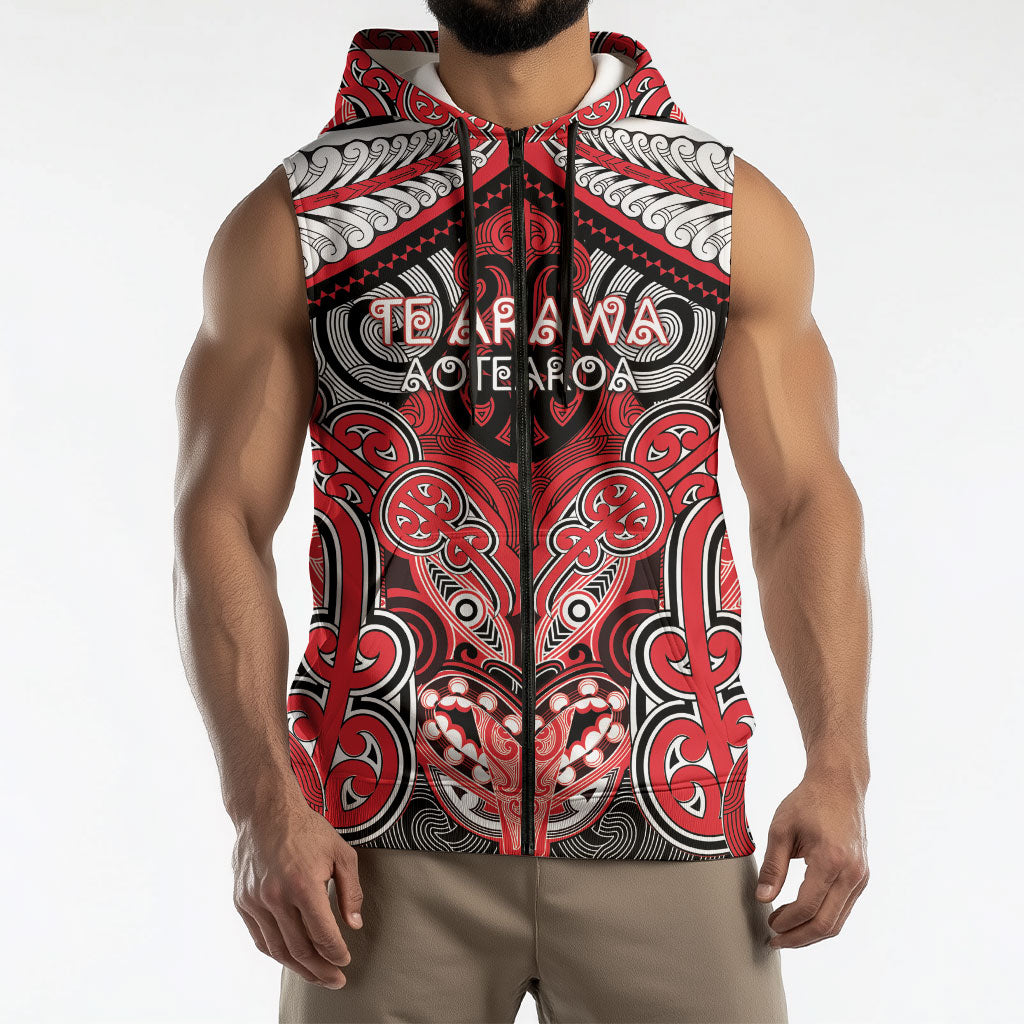 Aotearoa Iwi Te Arawa Personalised Sleeveless Zip Hoodie Maori Kowhaiwhai Pattern LT19 - Polynesian Pride