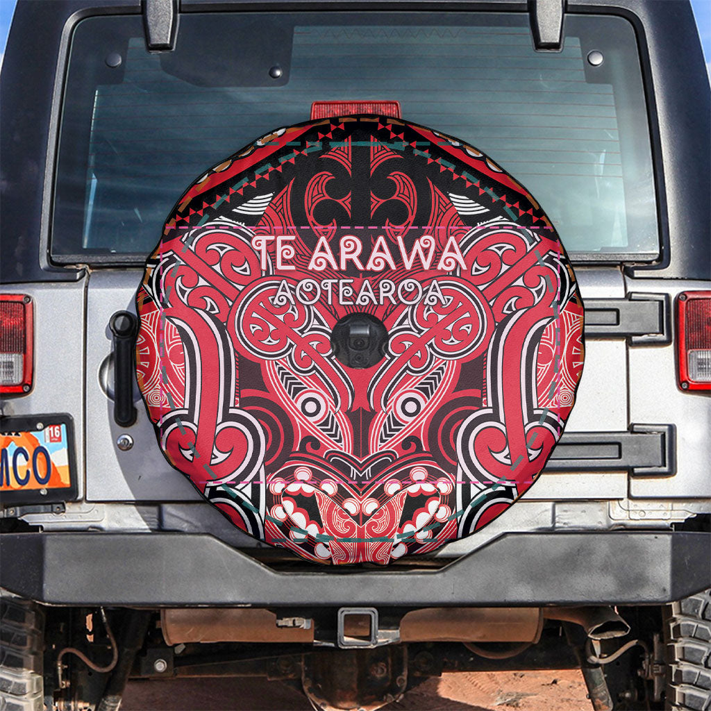 Aotearoa Iwi Te Arawa Spare Tire Cover Maori Kowhaiwhai Pattern LT19 Red - Polynesian Pride