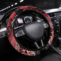 Aotearoa Iwi Te Arawa Steering Wheel Cover Maori Kowhaiwhai Pattern LT19 Universal Fit Red - Polynesian Pride