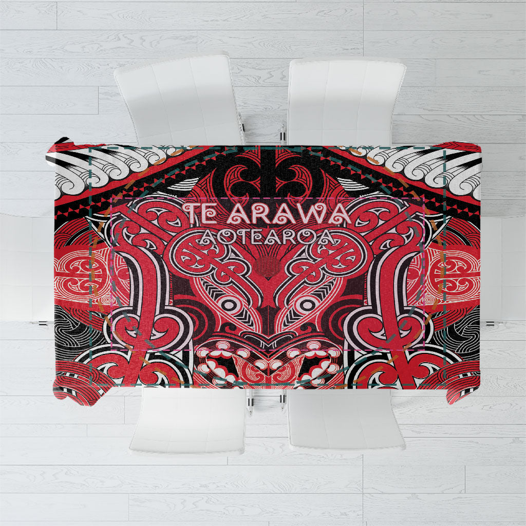 Aotearoa Iwi Te Arawa Tablecloth Maori Kowhaiwhai Pattern LT19 Red - Polynesian Pride