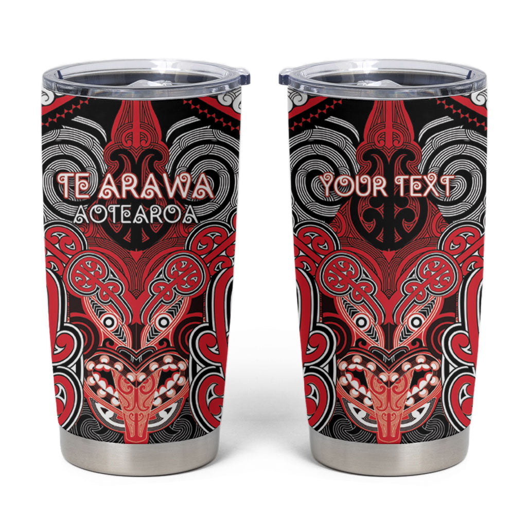 Aotearoa Iwi Te Arawa Personalised Tumbler Cup Maori Kowhaiwhai Pattern LT19 Red - Polynesian Pride