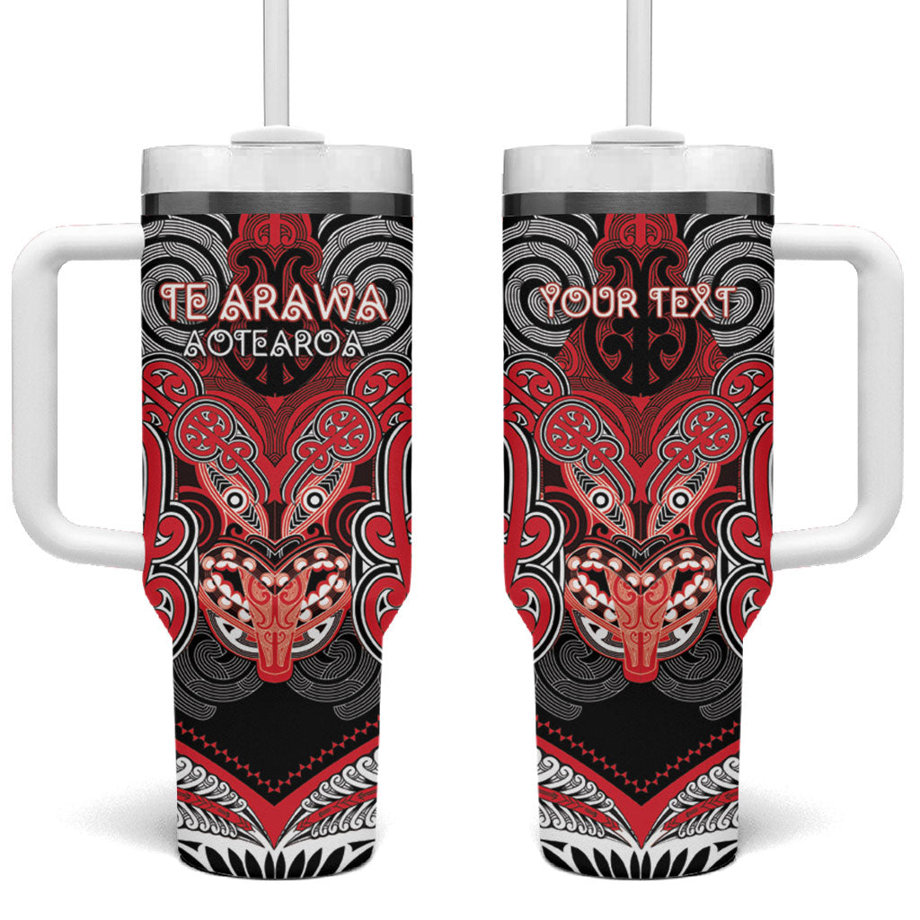 Aotearoa Iwi Te Arawa Personalised Tumbler With Handle Maori Kowhaiwhai Pattern LT19 One Size: 40 oz Red - Polynesian Pride