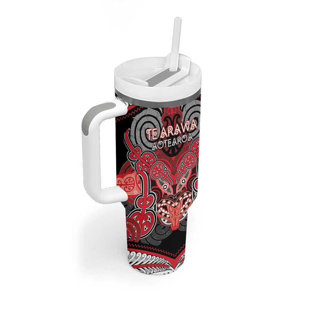 Aotearoa Iwi Te Arawa Personalised Tumbler With Handle Maori Kowhaiwhai Pattern LT19 - Polynesian Pride