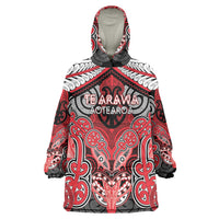 Aotearoa Iwi Te Arawa Personalised Wearable Blanket Hoodie Maori Kowhaiwhai Pattern LT19 One Size Red - Polynesian Pride