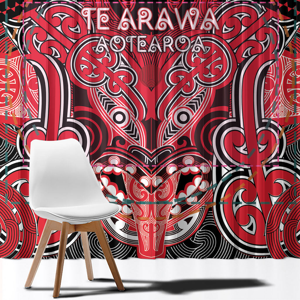 Aotearoa Iwi Te Arawa Window Curtain Maori Kowhaiwhai Pattern LT19 - Polynesian Pride