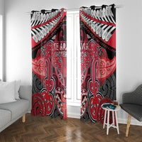 Aotearoa Iwi Te Arawa Window Curtain Maori Kowhaiwhai Pattern LT19 With Grommets Red - Polynesian Pride