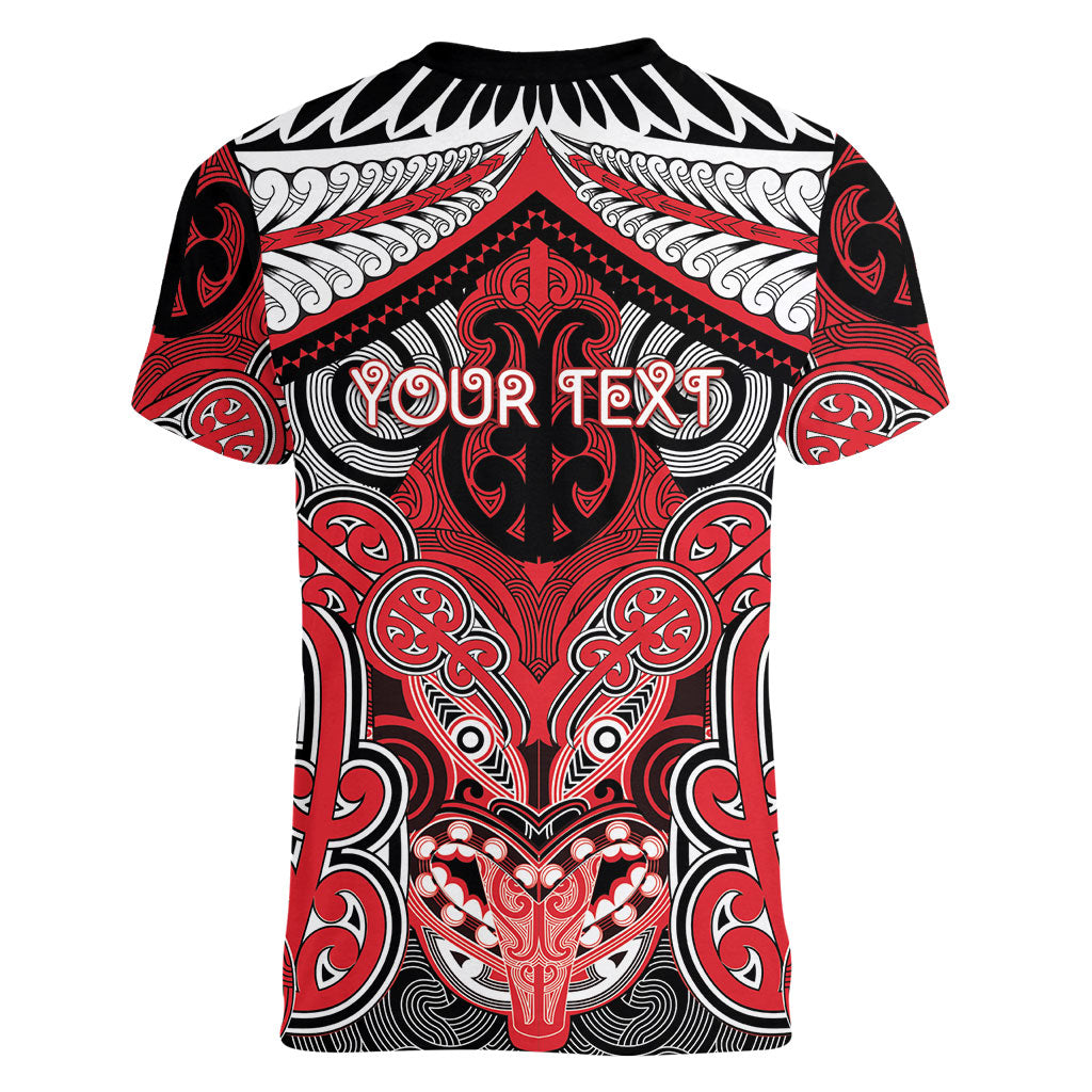 Aotearoa Iwi Te Arawa Personalised Women V-Neck T-Shirt Maori Kowhaiwhai Pattern LT19 - Polynesian Pride