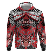 Aotearoa Iwi Te Arawa Personalised Zip Hoodie Maori Kowhaiwhai Pattern LT19 Pullover Hoodie Red - Polynesian Pride