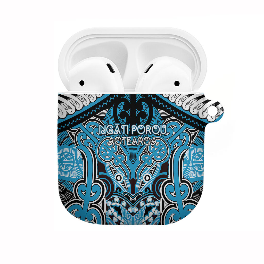 Aotearoa Iwi Ngati Porou AirPods Case Maori Kowhaiwhai Pattern LT19 Blue - Polynesian Pride