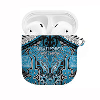 Aotearoa Iwi Ngati Porou AirPods Case Maori Kowhaiwhai Pattern LT19 Blue - Polynesian Pride