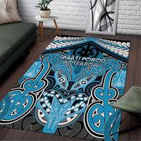 Aotearoa Iwi Ngati Porou Area Rug Maori Kowhaiwhai Pattern LT19 Blue - Polynesian Pride