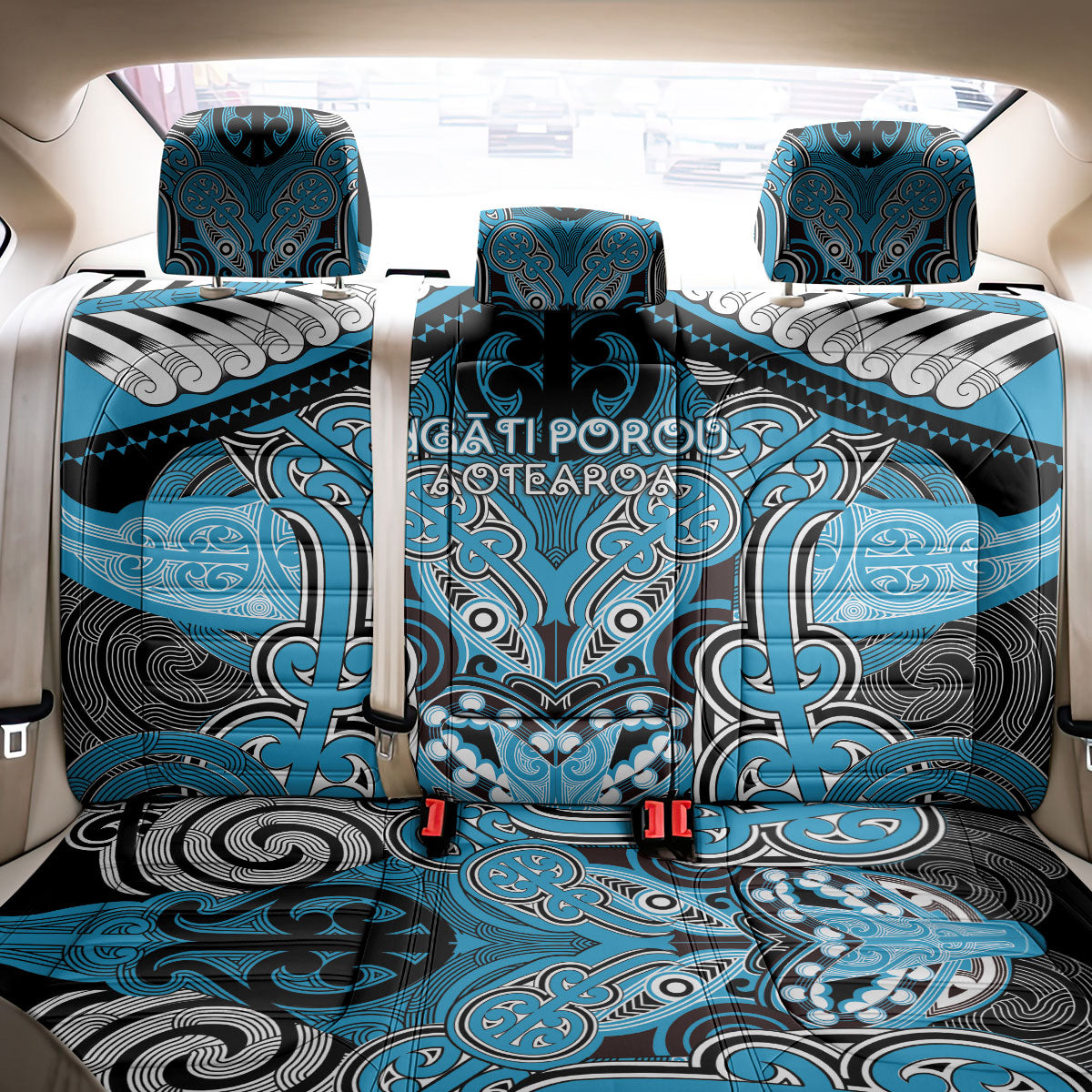 Aotearoa Iwi Ngati Porou Back Car Seat Cover Maori Kowhaiwhai Pattern LT19 - Polynesian Pride