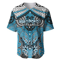 Aotearoa Iwi Ngati Porou Personalised Baseball Jersey Maori Kowhaiwhai Pattern LT19 Blue - Polynesian Pride
