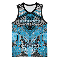 Aotearoa Iwi Ngati Porou Personalised Basketball Jersey Maori Kowhaiwhai Pattern LT19 Unisex Blue - Polynesian Pride