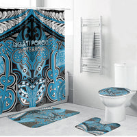 Aotearoa Iwi Ngati Porou Bathroom Set Maori Kowhaiwhai Pattern LT19 Bathroom Set (4 pcs) Blue - Polynesian Pride