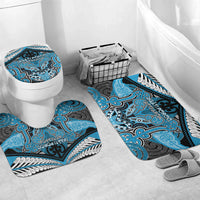Aotearoa Iwi Ngati Porou Bathroom Set Maori Kowhaiwhai Pattern LT19 Mat Set Only (3 pcs) One Size Blue - Polynesian Pride