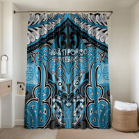 Aotearoa Iwi Ngati Porou Bathroom Set Maori Kowhaiwhai Pattern LT19 Shower Curtain Only Blue - Polynesian Pride
