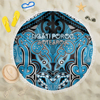 Aotearoa Iwi Ngati Porou Beach Blanket Maori Kowhaiwhai Pattern LT19 One Size 150cm Blue - Polynesian Pride