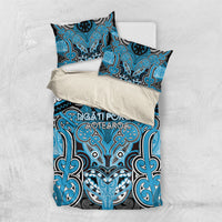 Aotearoa Iwi Ngati Porou Bedding Set Maori Kowhaiwhai Pattern LT19 US Twin 172cm x 218cm Blue - Polynesian Pride