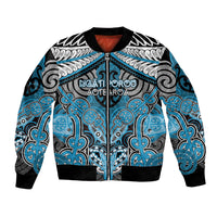 Aotearoa Iwi Ngati Porou Personalised Bomber Jacket Maori Kowhaiwhai Pattern LT19 Unisex Blue - Polynesian Pride