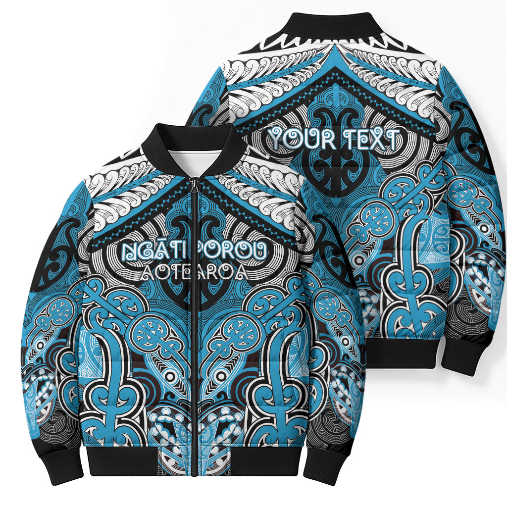 Aotearoa Iwi Ngati Porou Personalised Bomber Puffer Jacket Maori Kowhaiwhai Pattern LT19 - Polynesian Pride