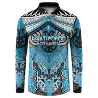 Aotearoa Iwi Ngati Porou Personalised Button Sweatshirt Maori Kowhaiwhai Pattern LT19 Blue - Polynesian Pride