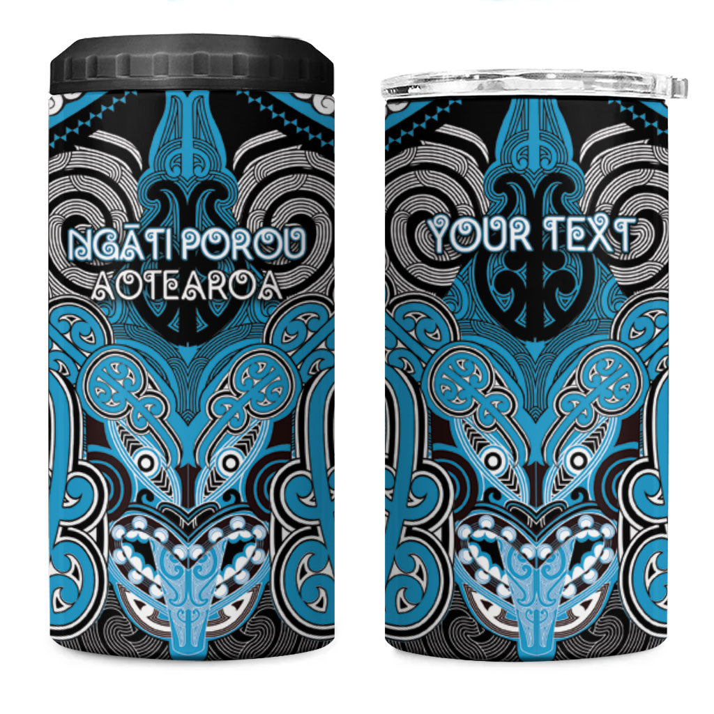 Aotearoa Iwi Ngati Porou Personalised 4 in 1 Can Cooler Tumbler Maori Kowhaiwhai Pattern LT19 One Size: 16 oz Blue - Polynesian Pride