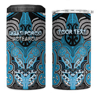 Aotearoa Iwi Ngati Porou Personalised 4 in 1 Can Cooler Tumbler Maori Kowhaiwhai Pattern LT19 One Size: 16 oz Blue - Polynesian Pride