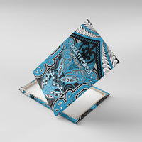 Aotearoa Iwi Ngati Porou Canvas Wall Art Maori Kowhaiwhai Pattern LT19 With Frame Blue - Polynesian Pride