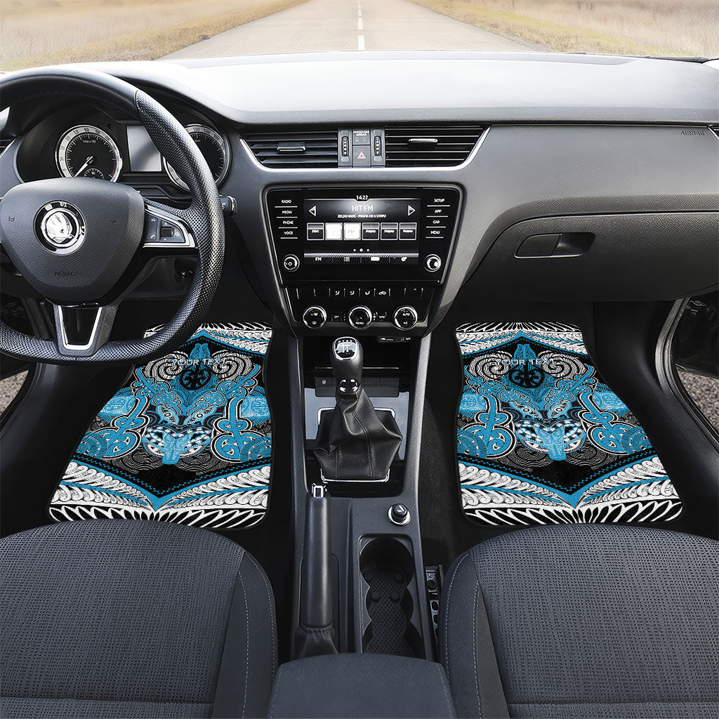 Aotearoa Iwi Ngati Porou Personalised Car Mats Maori Kowhaiwhai Pattern LT19 Set 2pcs - Front Blue - Polynesian Pride