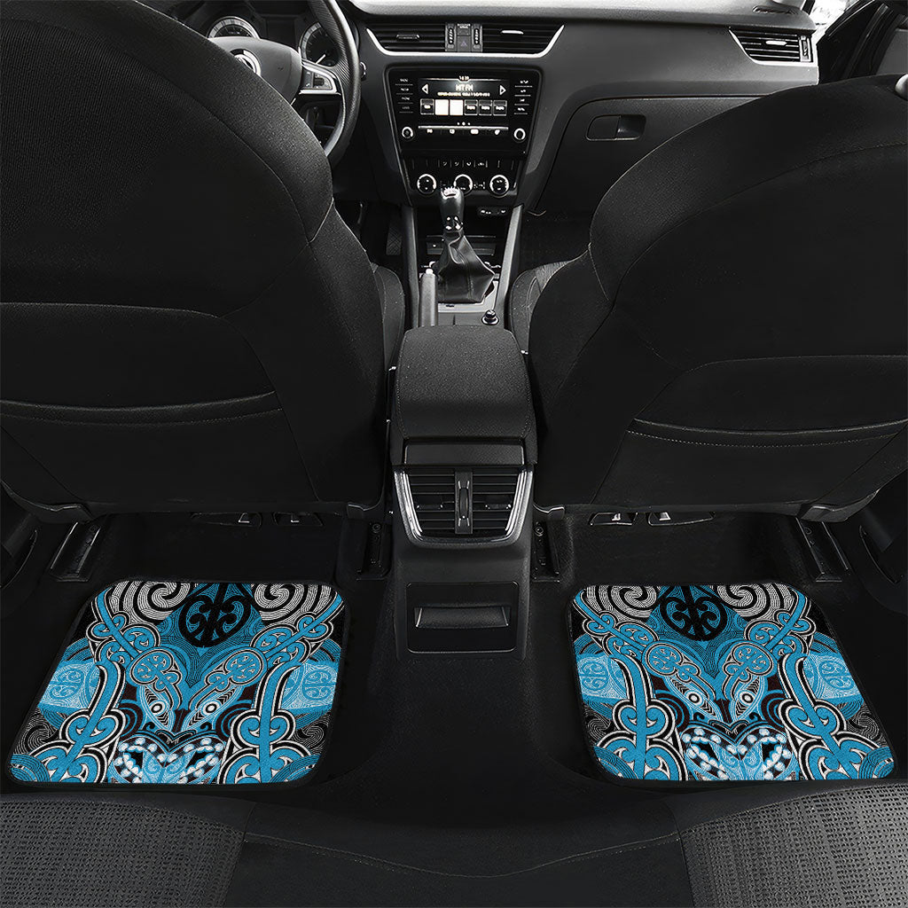 Aotearoa Iwi Ngati Porou Personalised Car Mats Maori Kowhaiwhai Pattern LT19 Set 2pcs - Back Blue - Polynesian Pride