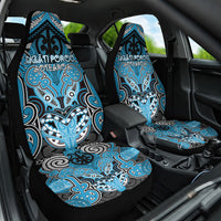 Aotearoa Iwi Ngati Porou Car Seat Cover Maori Kowhaiwhai Pattern LT19 One Size Blue - Polynesian Pride