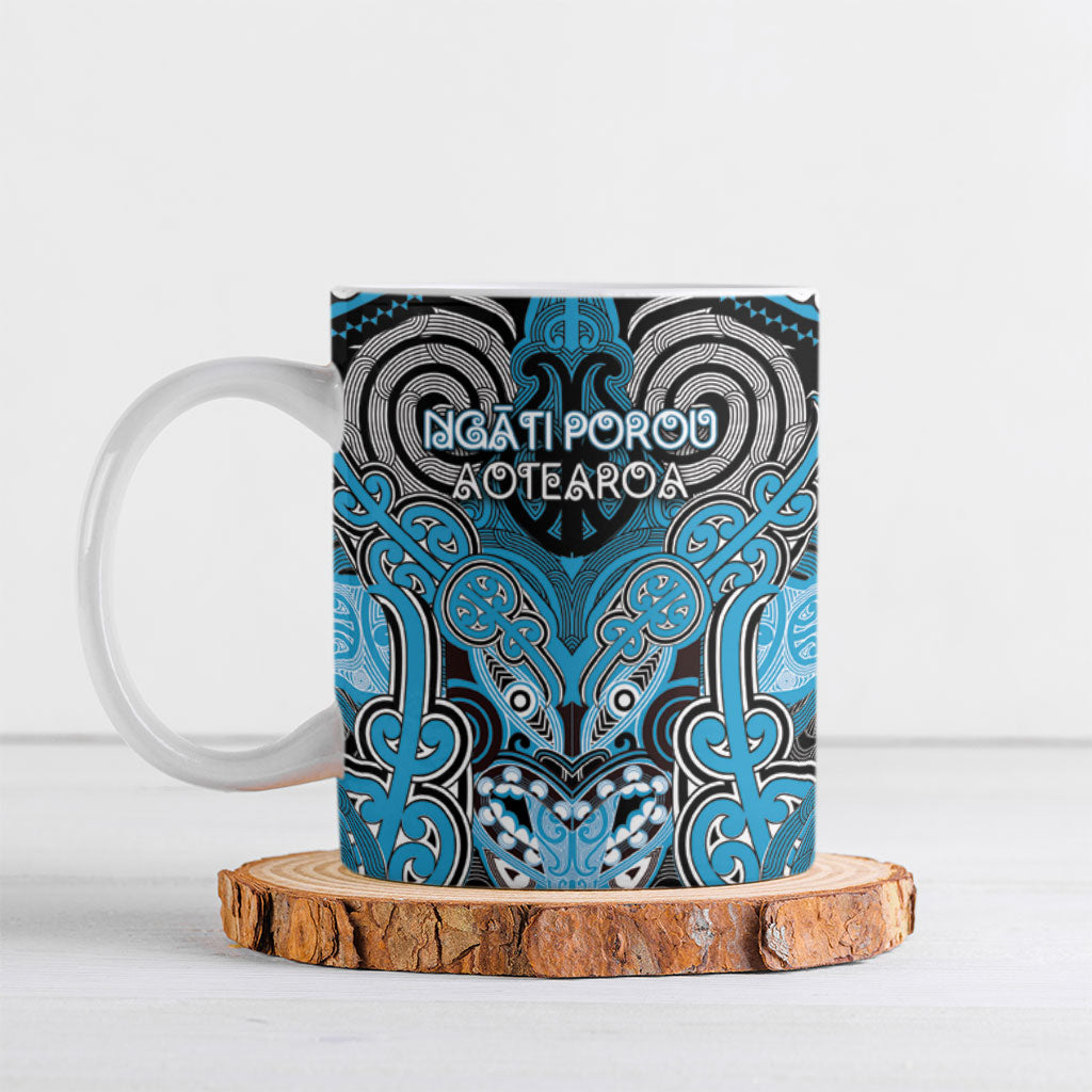 Aotearoa Iwi Ngati Porou Personalised Ceramic Mug Maori Kowhaiwhai Pattern LT19 Blue - Polynesian Pride