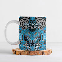 Aotearoa Iwi Ngati Porou Personalised Ceramic Mug Maori Kowhaiwhai Pattern LT19 Blue - Polynesian Pride