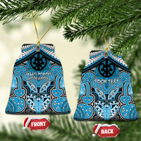 Aotearoa Iwi Ngati Porou Personalised Ceramic Ornament Maori Kowhaiwhai Pattern LT19 Bell Flake Blue - Polynesian Pride