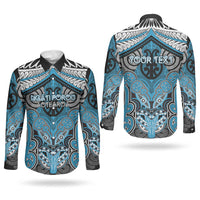 Aotearoa Iwi Ngati Porou Personalised Couples Matching Off Shoulder Maxi Dress and Long Sleeve Button Shirt Maori Kowhaiwhai Pattern LT19 - Polynesian Pride