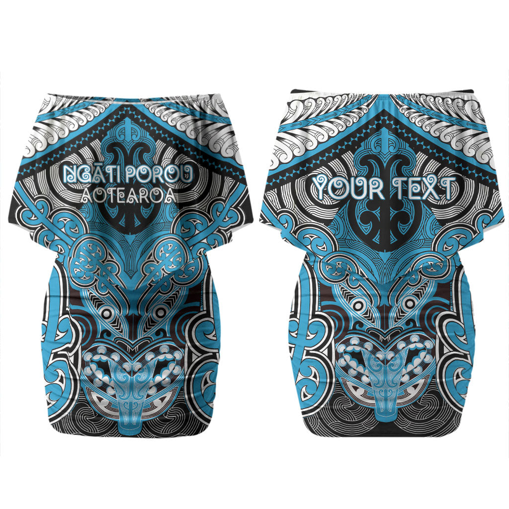 Aotearoa Iwi Ngati Porou Personalised Couples Matching Off Shoulder Short Dress and Long Sleeve Button Shirt Maori Kowhaiwhai Pattern LT19 - Polynesian Pride