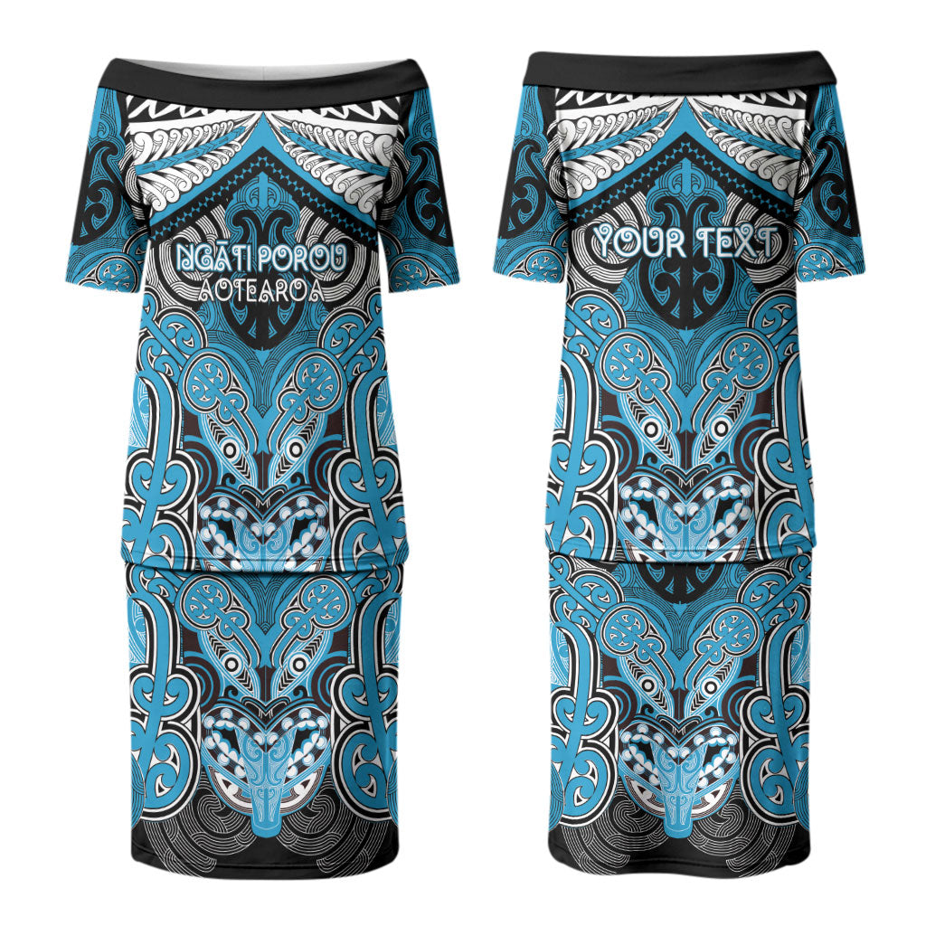 Aotearoa Iwi Ngati Porou Personalised Couples Matching Puletasi and Hawaiian Shirt Maori Kowhaiwhai Pattern LT19 - Polynesian Pride