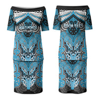 Aotearoa Iwi Ngati Porou Personalised Couples Matching Puletasi and Long Sleeve Button Shirt Maori Kowhaiwhai Pattern LT19 - Polynesian Pride
