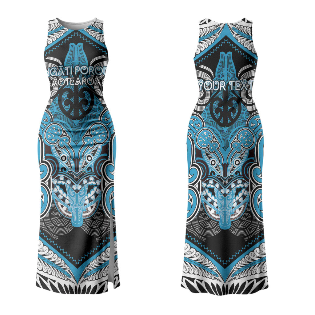 Aotearoa Iwi Ngati Porou Personalised Couples Matching Tank Maxi Dress and Long Sleeve Button Shirt Maori Kowhaiwhai Pattern LT19 - Polynesian Pride